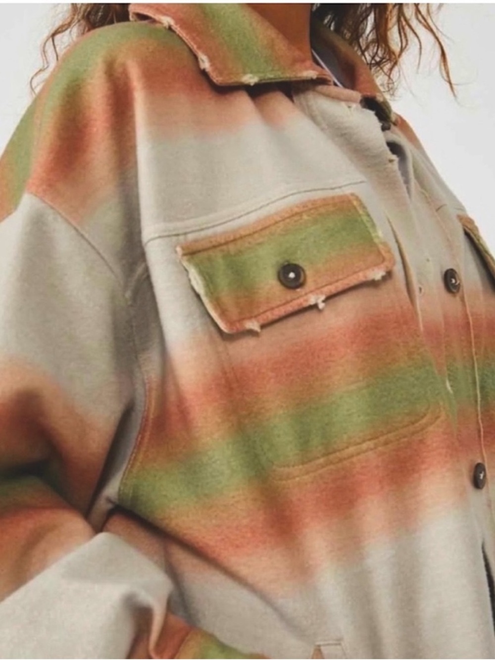 NWT Free People Ruby Striped Button Front Shacket Size Medium Retail $178.00 - Picture 2 of 11
